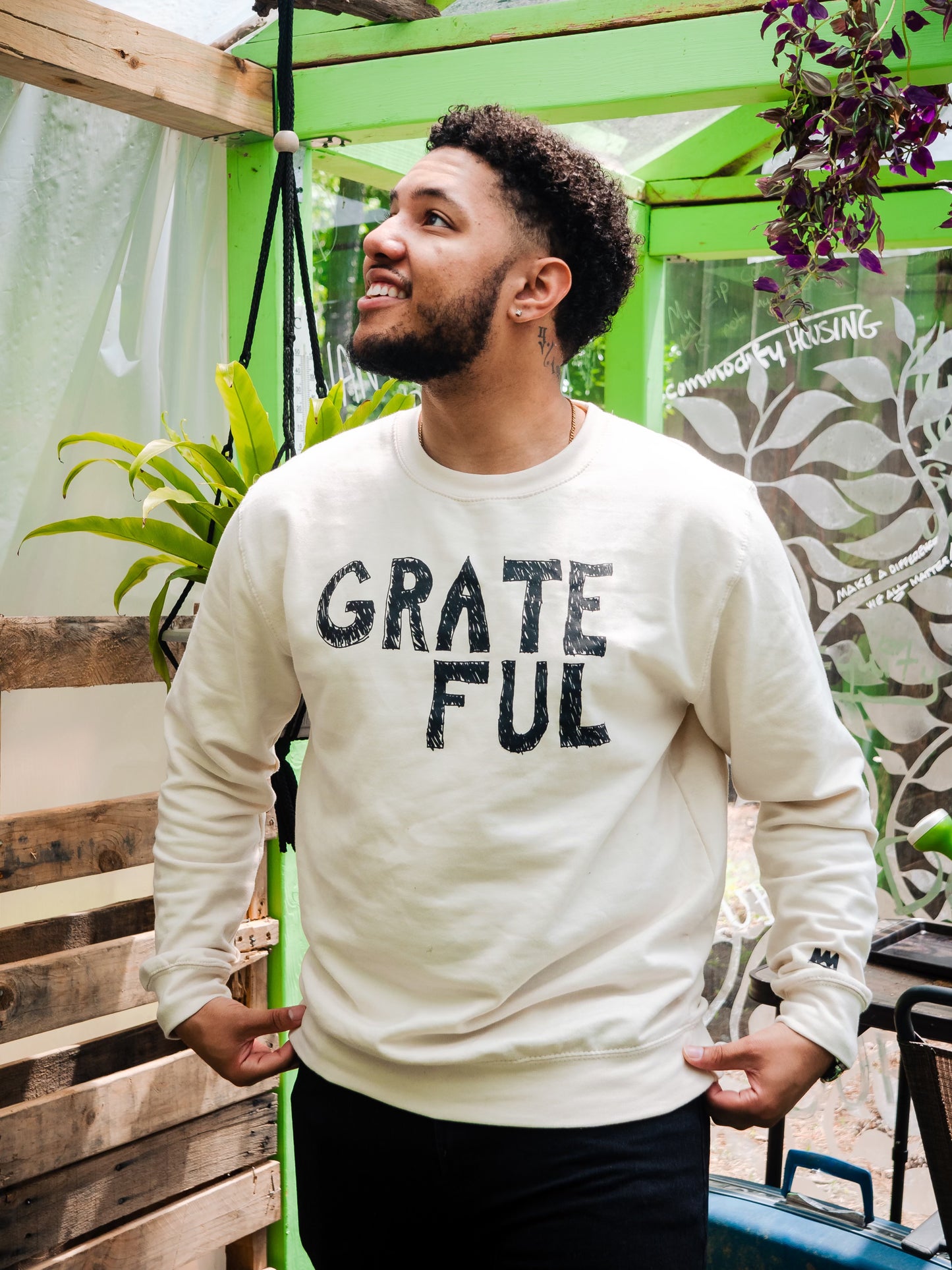 GRATEFUL (Sweatshirt and T-shirt Bundle) (Cream and Sage)