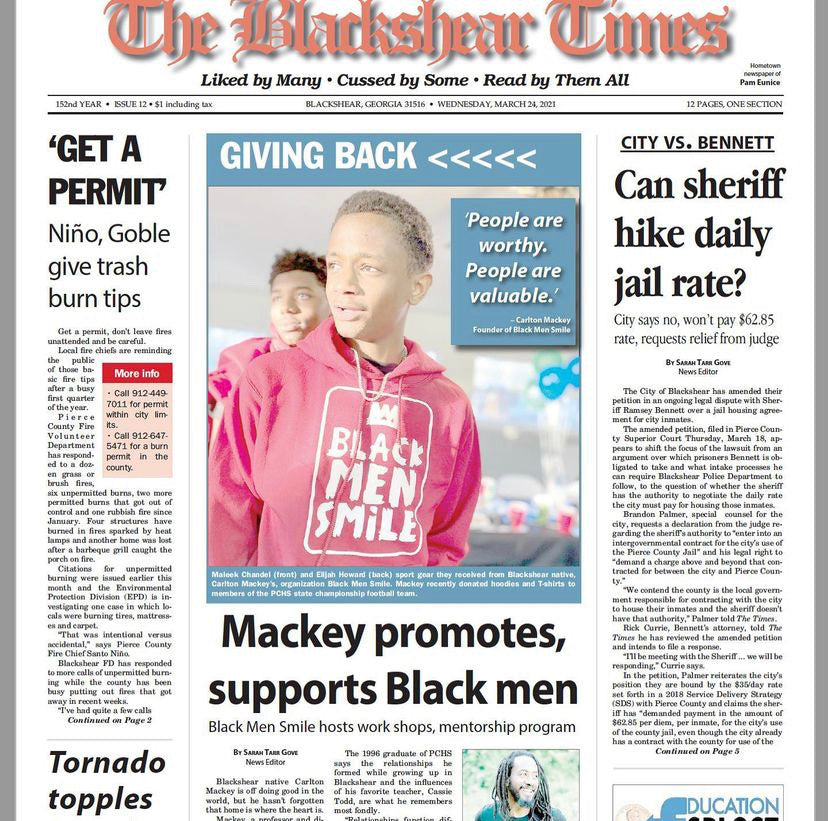 Black Men Smile® founder Carlton Mackey Featured in The Blackshear Times