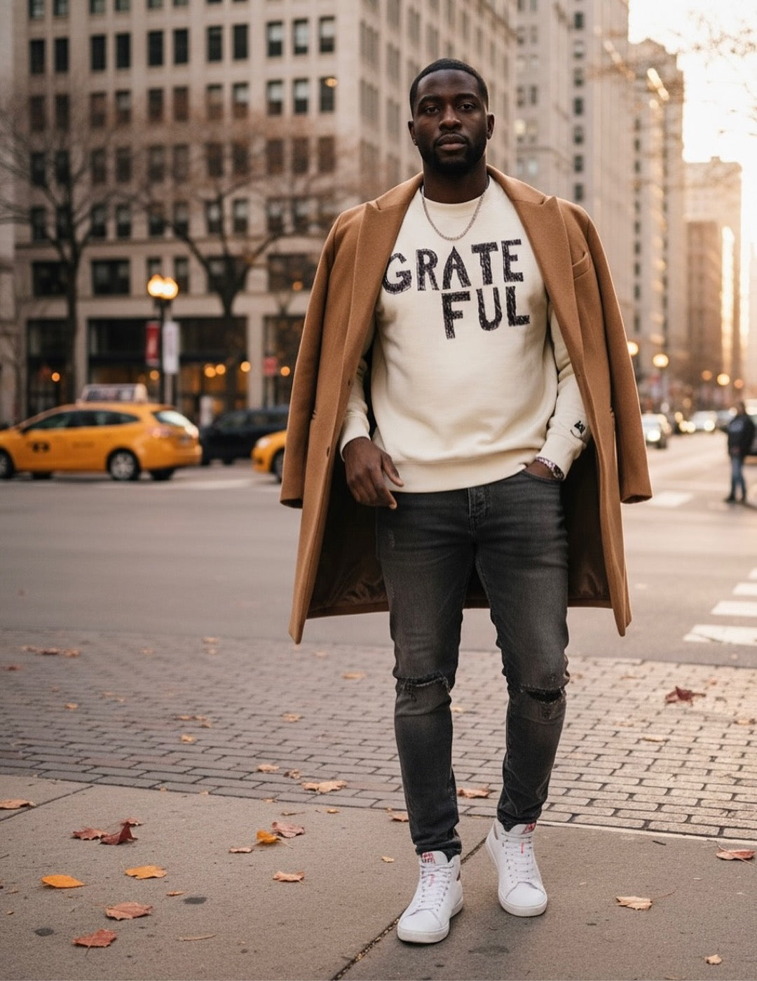 GRATEFUL (Sweatshirt and T-shirt Bundle) (Cream and Sage)