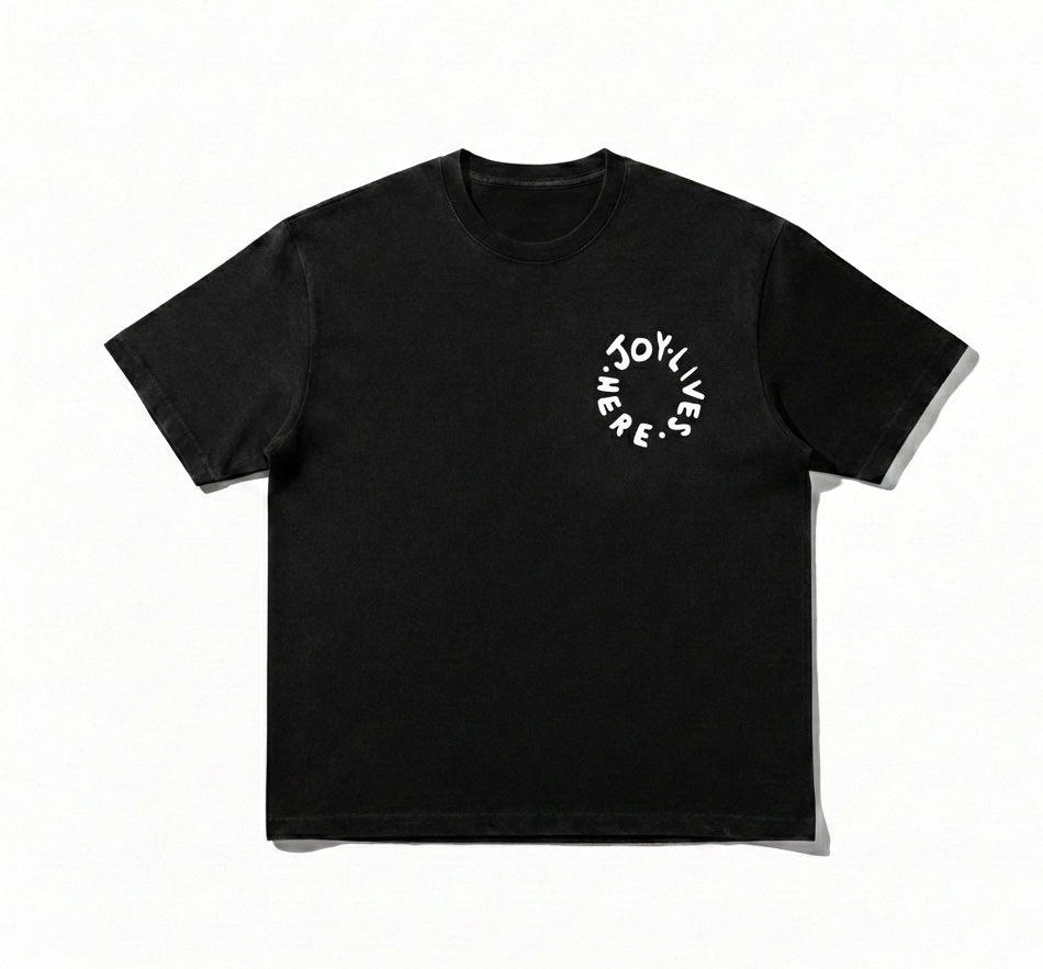 Joy Lives Here Oversized Tee | Hand-Drawn Design | Limited Edition BHM 2026