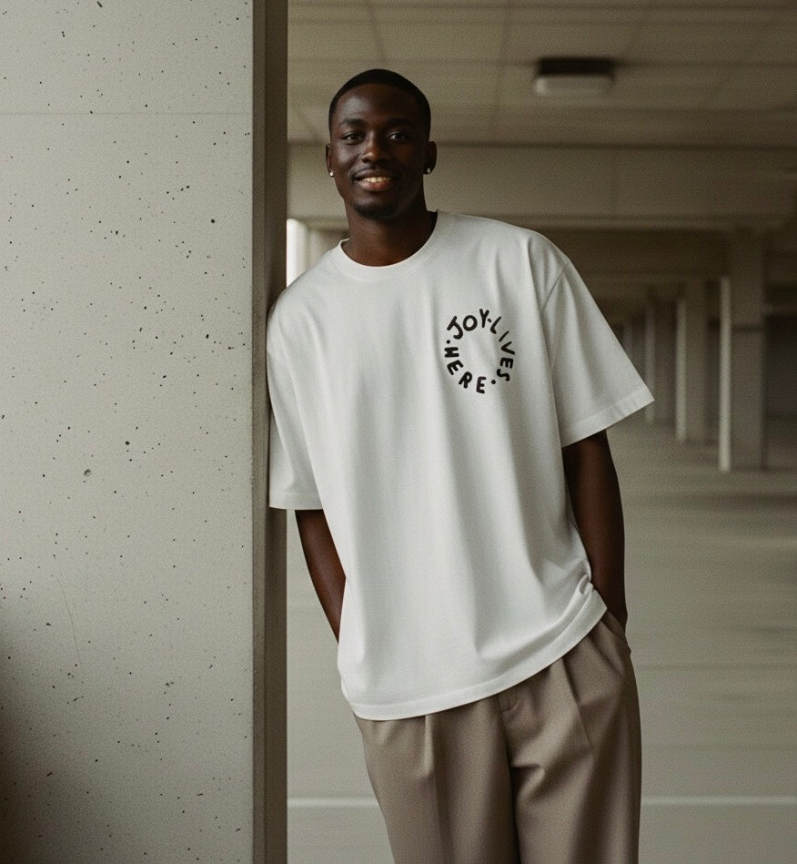 Joy Lives Here Oversized Tee | Hand-Drawn Design | Limited Edition BHM 2026