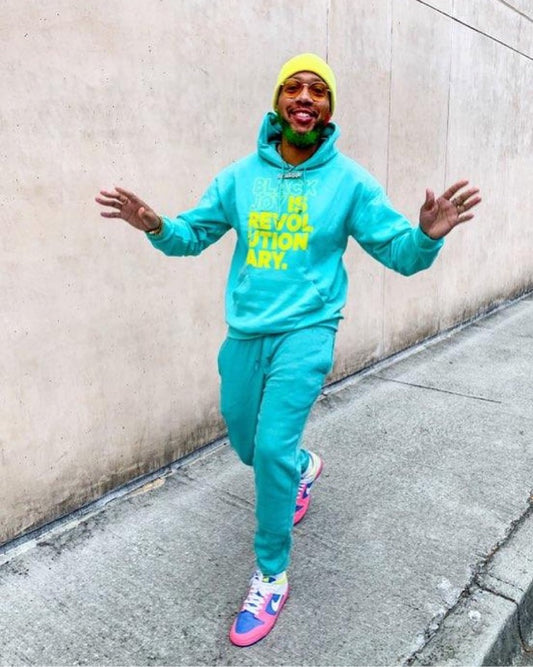 Black Joy Is Revolutionary (Sweatsuit)(Cool Mint and Limon)